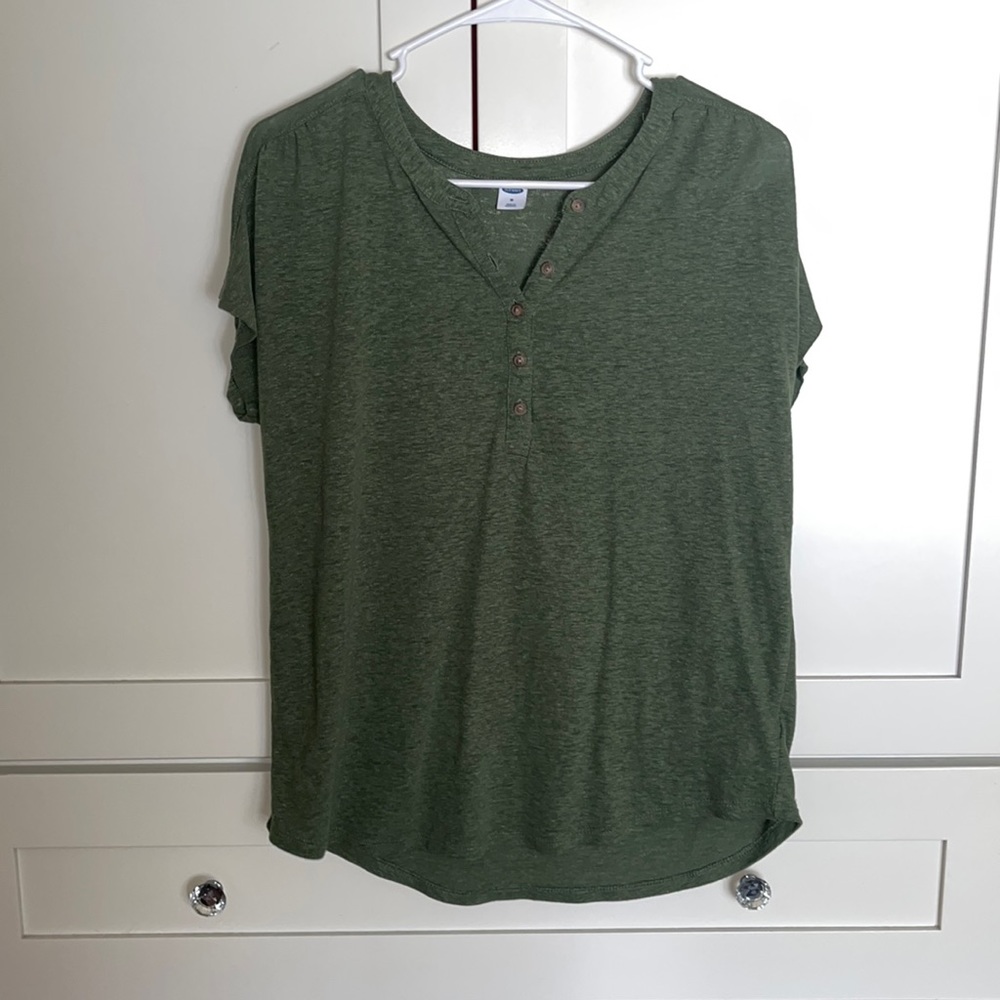 Old Navy Green Short Sleeve Button-Up
